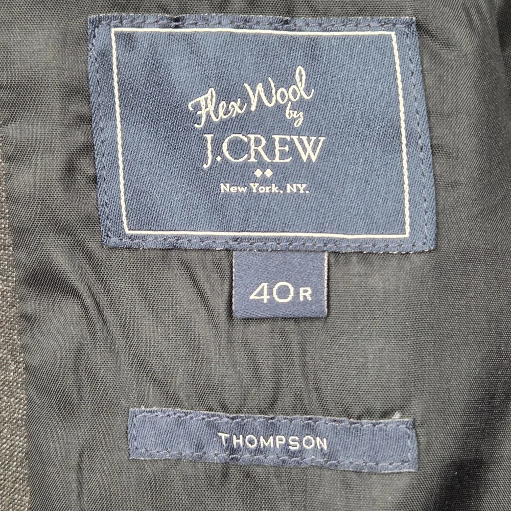 J.Crew Thompson Flex Wool Blazer 40R Charcoal Gray Two Button Suit Jacket Mens